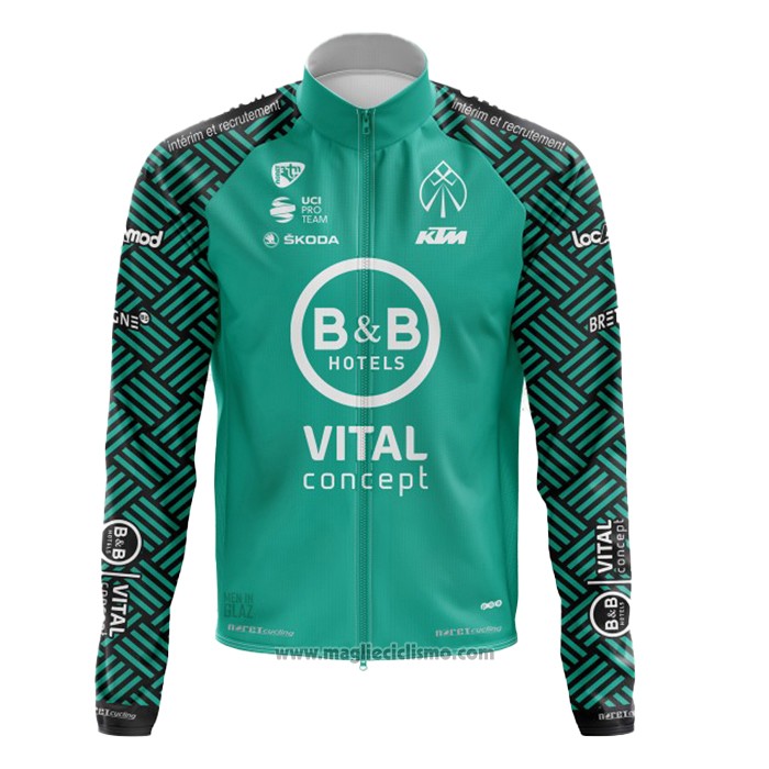 2020 Abbigliamento Ciclismo Vital Concept-BB Hotels Bianco Verde Manica Lunga e Salopette